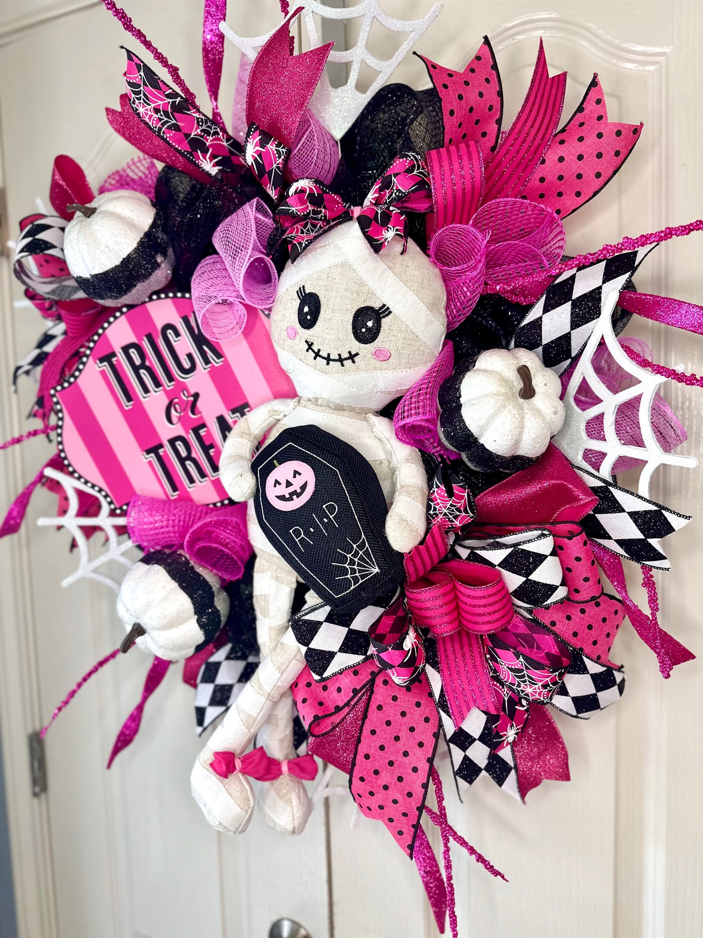 Truck or Treat Mummy girl wreath