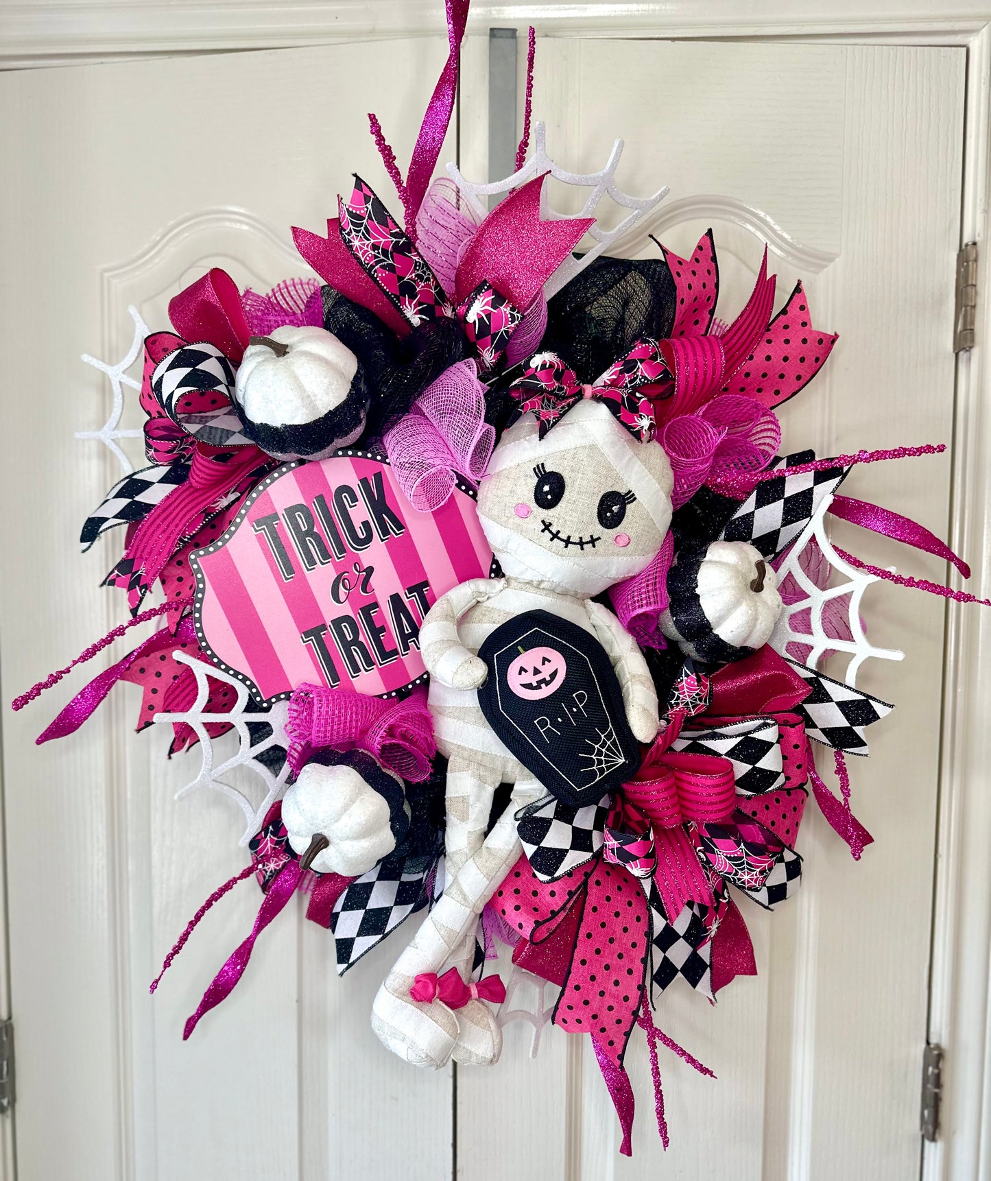 Truck or Treat Mummy girl wreath